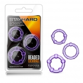 Набор из 3 фиолетовых эрекционных колец Stay Hard Beaded Cockrings - Blush Novelties - в Красногорске купить с доставкой