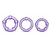 Набор из 3 фиолетовых эрекционных колец Stay Hard Beaded Cockrings - Blush Novelties - в Красногорске купить с доставкой