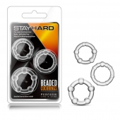 Набор из 3 прозрачных эрекционных колец Stay Hard Beaded Cockrings - Blush Novelties - в Красногорске купить с доставкой