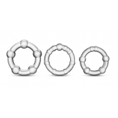 Набор из 3 прозрачных эрекционных колец Stay Hard Beaded Cockrings - Blush Novelties - в Красногорске купить с доставкой