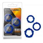 Набор из 3 синих эрекционных колец Stay Hard Beaded Cockrings - Blush Novelties - в Красногорске купить с доставкой