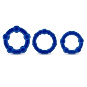 Набор из 3 синих эрекционных колец Stay Hard Beaded Cockrings - Blush Novelties - в Красногорске купить с доставкой
