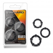 Набор из 3 чёрных эрекционных колец Stay Hard Beaded Cockrings - Blush Novelties - в Красногорске купить с доставкой