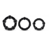 Набор из 3 чёрных эрекционных колец Stay Hard Beaded Cockrings - Blush Novelties - в Красногорске купить с доставкой