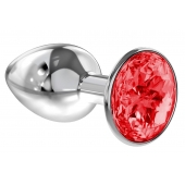 Малая серебристая анальная пробка Diamond Red Sparkle Small с красным кристаллом - 7 см. - Lola Games - купить с доставкой в Красногорске
