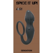 Серое эрекционное кольцо Sensation с анальным стимулятором - Lola Games - в Красногорске купить с доставкой