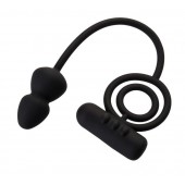 Чёрное эрекционное кольцо с вибропулькой и анальным хвостом - Erotist Adult Toys - в Красногорске купить с доставкой