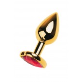 Золотистая анальная пробка с кристаллом-сердцем - 7,5 см. - ToyFa - купить с доставкой в Красногорске