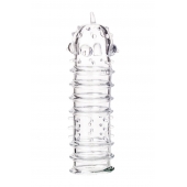 Прозрачная насадка на пенис TOYFA A-Toys с ребрами и точками - 15,3 см. - A-toys - в Красногорске купить с доставкой