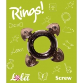 Чёрное эрекционное кольцо Rings Screw - Lola Games - в Красногорске купить с доставкой