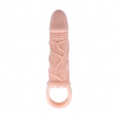 Телесная вибрирующая насадка на пенис с подхватом для мошонки - 17 см. - Baile - в Красногорске купить с доставкой