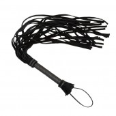 Чёрная плеть с кожаной рукоятью - 65 см. - Sitabella - купить с доставкой в Красногорске