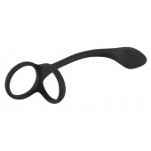 Эрекционное кольцо с утяжкой на мошонку и анальным плаг Black Velvets - Orion - в Красногорске купить с доставкой