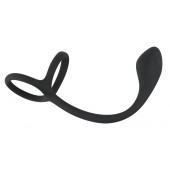 Эрекционное кольцо с утяжкой на мошонку и анальным плаг Black Velvets - Orion - в Красногорске купить с доставкой