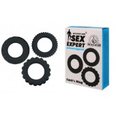 Набор из 3 рельефных эрекционных колец Sex Expert - Sex Expert - в Красногорске купить с доставкой