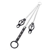 Черно-серебристые зажимы для сосков с кольцом для пениса TOYFA Metal - ToyFa - купить с доставкой в Красногорске