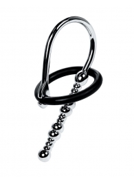 Серебристый уретральный плаг-бусины TOYFA Metal с мягким фиксириющим кольцом - ToyFa - купить с доставкой в Красногорске