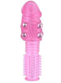 Стимулирующая розовая насадка с шишечками и шипами - 13,5 см. - Toyfa Basic - в Красногорске купить с доставкой