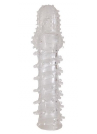 Прозрачная, закрытая насадка с шипами и точками - 13,5 см. - Toyfa Basic - в Красногорске купить с доставкой