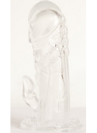 Прозрачная гелевая насадка с клиторальным отростком - 13 см. - Toyfa Basic - в Красногорске купить с доставкой