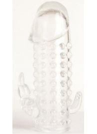 Гелевая прозрачная насадка с 2 отростками - 13 см. - Toyfa Basic - в Красногорске купить с доставкой