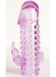 Закрытая фиолетовая насадка с 2 отростками - 13 см. - Toyfa Basic - в Красногорске купить с доставкой