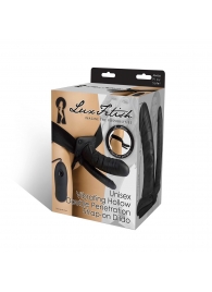 Полый страпон с двумя отростками и вибрацией Unisex Vibrating Hollow Strap-On Double Penetrating Dildo - 17,8 см. - Lux Fetish - купить с доставкой в Красногорске
