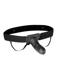 Чёрный полый страпон с вибрацией Unisex Vibrating Hollow Strap-On - 14 см. - Lux Fetish - купить с доставкой в Красногорске