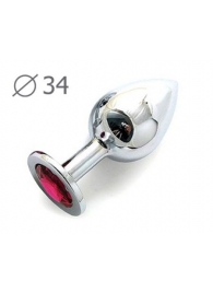 Коническая серебристая анальная втулка с малиновым кристаллом - 8,2 см. - Anal Jewelry Plug - купить с доставкой в Красногорске