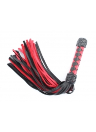 Черно-красная клеть с плетеной ручкой с ромбовидным узором - 45 см. - БДСМ Арсенал - купить с доставкой в Красногорске