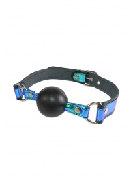 Кляп-шарик на чёрно-синих ремешках - Sitabella - купить с доставкой в Красногорске