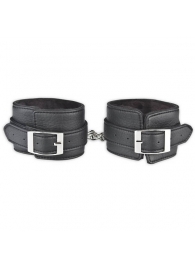 Черные фиксаторы для ног на цепи с мехом внутри - Lux Fetish - купить с доставкой в Красногорске