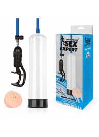 Прозрачная вакуумная помпа Sex Expert с насадкой-вагиной - Sex Expert - в Красногорске купить с доставкой