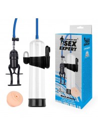 Прозрачная вакуумная вибропомпа Sex Expert с насадкой-вагиной - Sex Expert - в Красногорске купить с доставкой