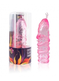 Закрытая рельефная насадка Crystal sleeve snakes в виде змеи с усиками - 14 см. - Erowoman-Eroman - в Красногорске купить с доставкой