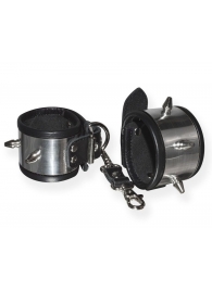 Серебристо-черные наручники с шипами и металлическим блеском - Sitabella - купить с доставкой в Красногорске