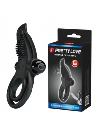 Черное силиконовое эрекционное кольцо с вибрацией и подхватом мошонки - Baile - в Красногорске купить с доставкой