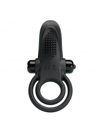 Черное силиконовое эрекционное кольцо с вибрацией и подхватом мошонки - Baile - в Красногорске купить с доставкой