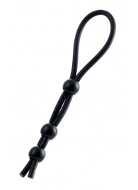 Черное лассо на пенис с тремя бусинами - A-toys - в Красногорске купить с доставкой
