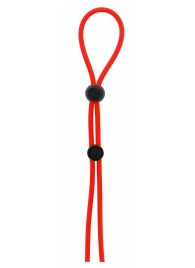 Красное лассо на пенис с двумя бусинами STRETCHY LASSO CAGE - Dream Toys - в Красногорске купить с доставкой