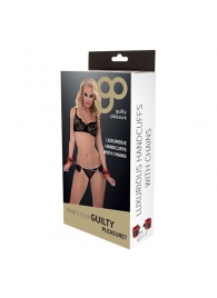 Красно-чёрные наручники на металлической цепочке - Blush Novelties - купить с доставкой в Красногорске