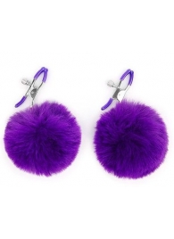 Зажимы для сосков с фиолетовым пушком - Notabu - купить с доставкой в Красногорске