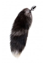 Серебристая металлическая анальная втулка с хвостом чернобурой лисы - размер S - ToyFa - купить с доставкой в Красногорске
