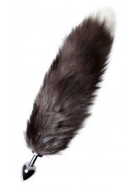 Серебристая металлическая анальная втулка с хвостом чернобурой лисы - размер S - ToyFa - купить с доставкой в Красногорске