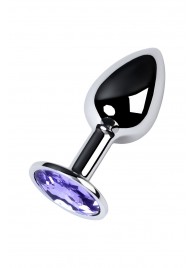 Серебристая конусовидная анальная пробка с фиолетовым кристаллом - 7 см. - ToyFa - купить с доставкой в Красногорске