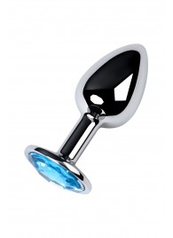 Серебристая конусовидная анальная пробка с голубым кристаллом - 7 см. - ToyFa - купить с доставкой в Красногорске