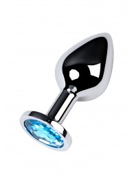 Серебристая конусовидная анальная пробка с голубым кристаллом - 8 см. - ToyFa - купить с доставкой в Красногорске