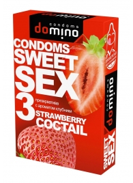 Презервативы для орального секса DOMINO Sweet Sex с ароматом клубничного коктейля  - 3 шт. - Domino - купить с доставкой в Красногорске