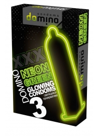 Презервативы DOMINO Neon Green со светящимся в темноте кончиком - 3 шт. - Domino - купить с доставкой в Красногорске