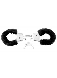 Меховые чёрные наручники Beginner s Furry Cuffs - Pipedream - купить с доставкой в Красногорске